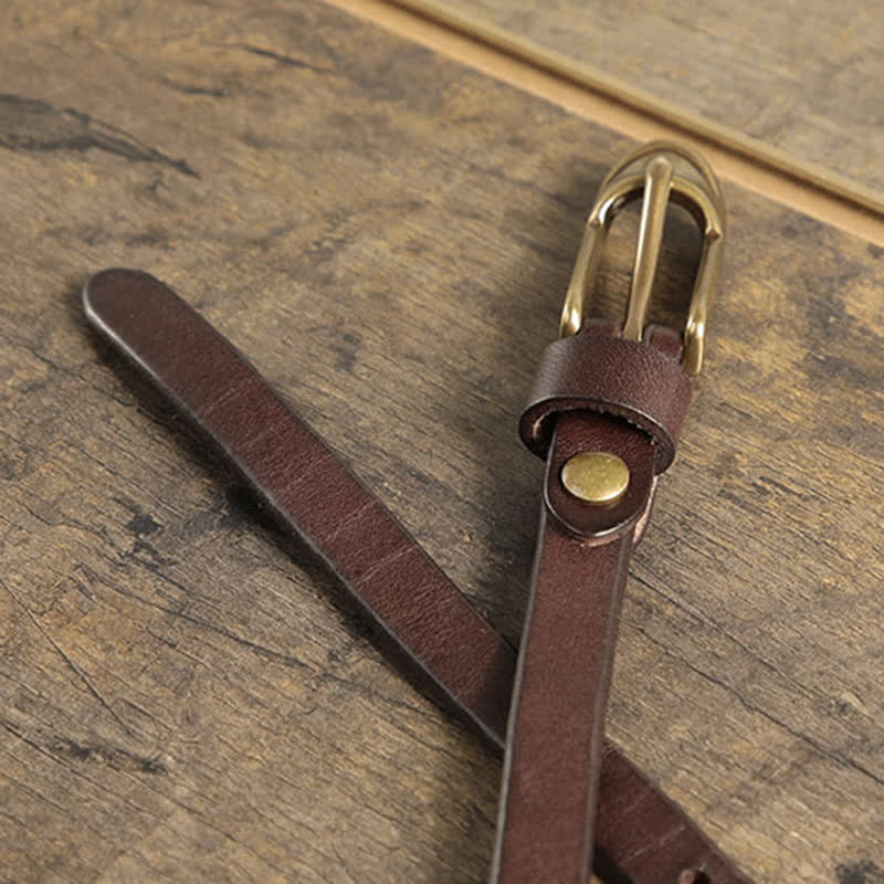 Cintura sottile in pelle di vacchetta da donna