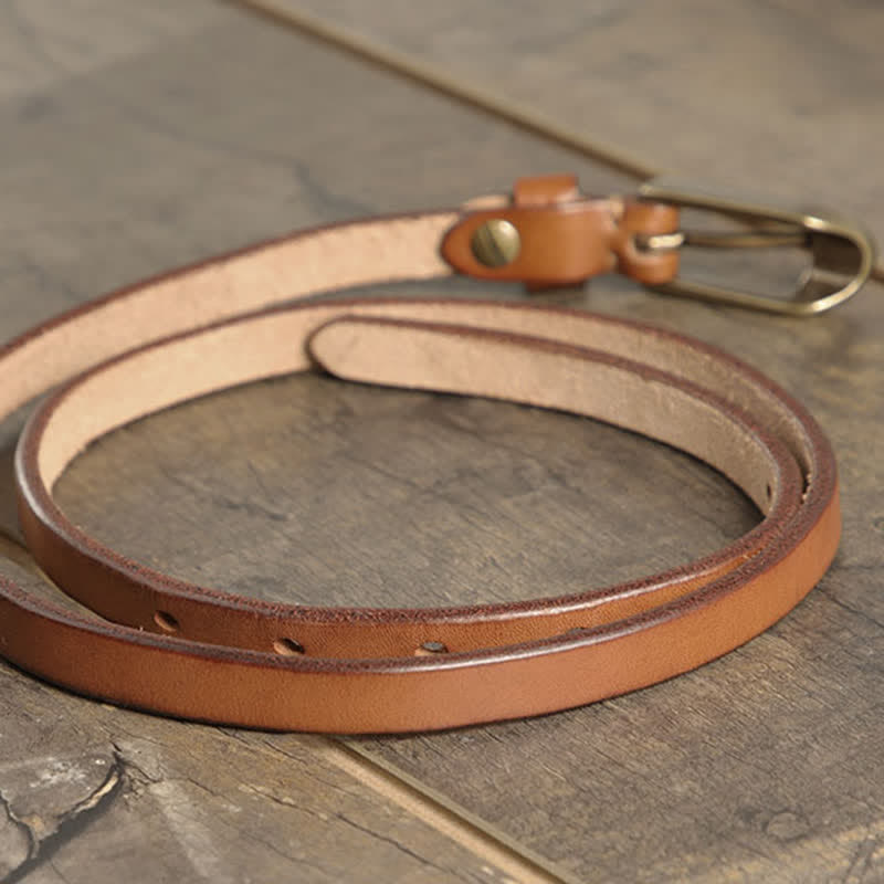 Cintura sottile in pelle di vacchetta da donna