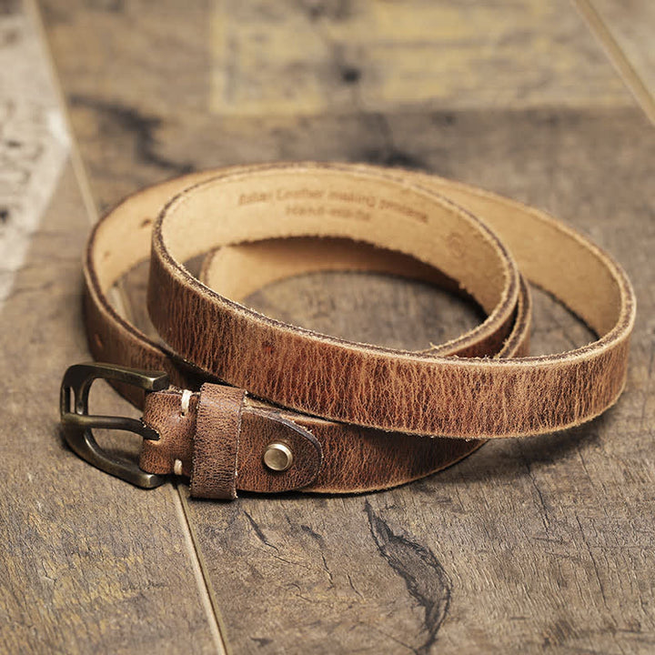 Cintura sottile in pelle di vacchetta da donna