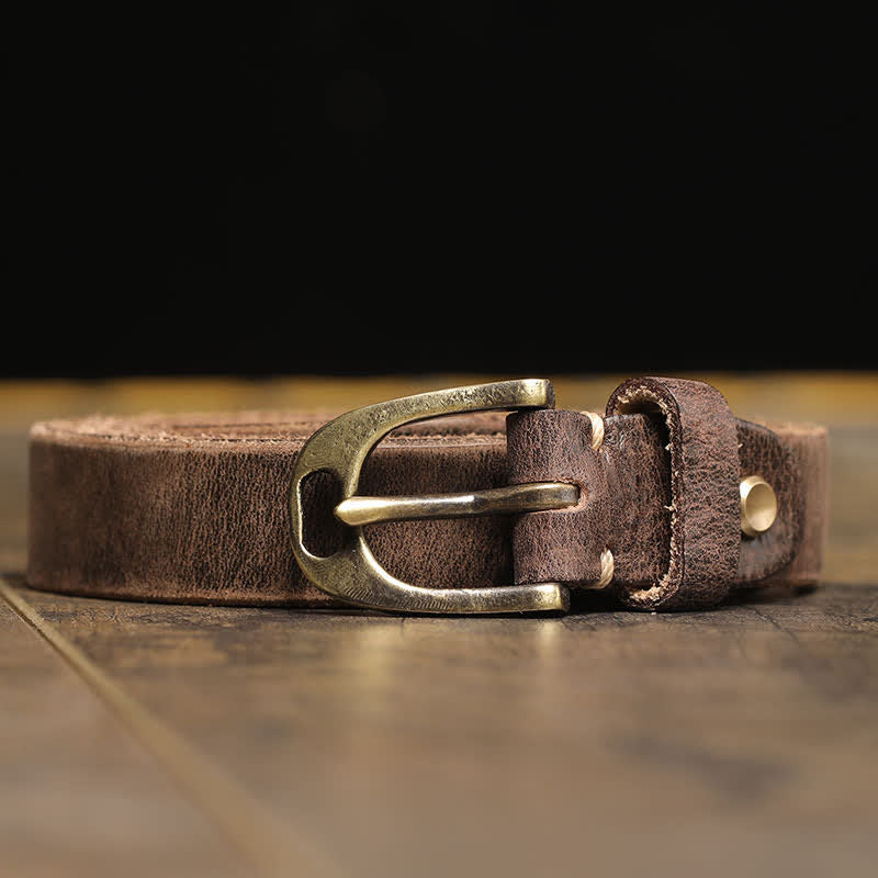 Cintura sottile in pelle di vacchetta da donna