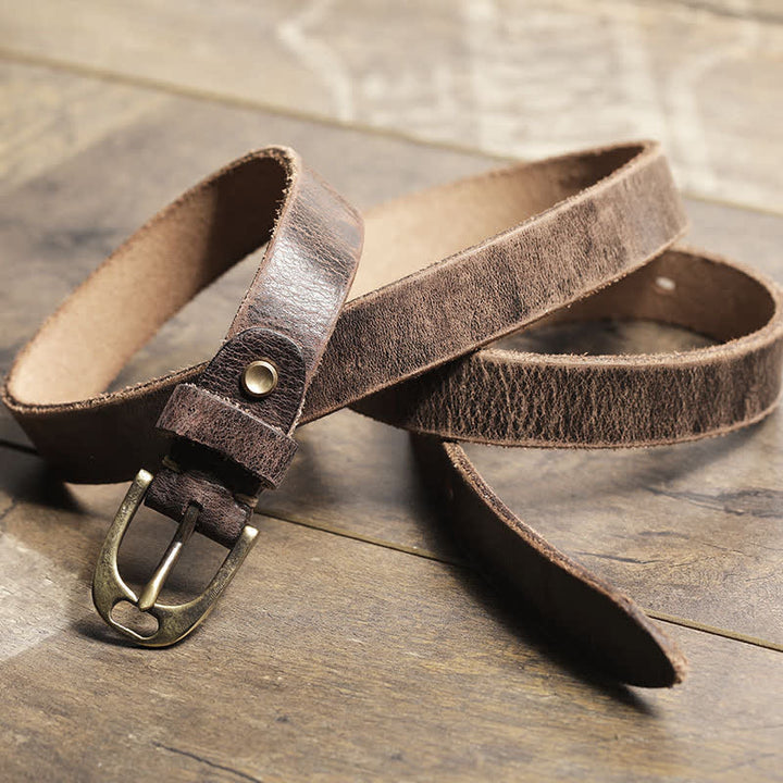 Cintura sottile in pelle di vacchetta da donna