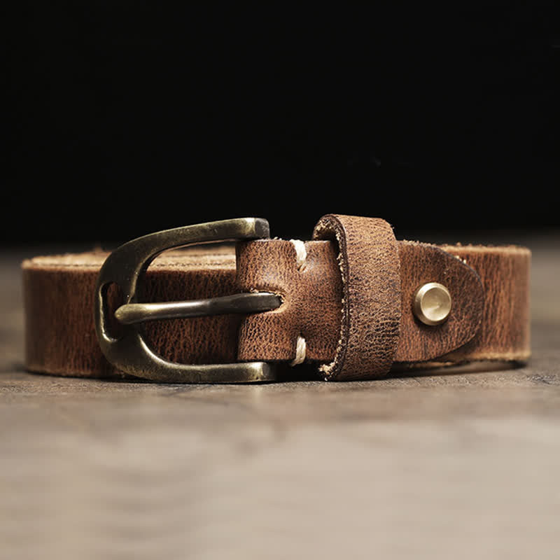 Cintura sottile in pelle di vacchetta da donna