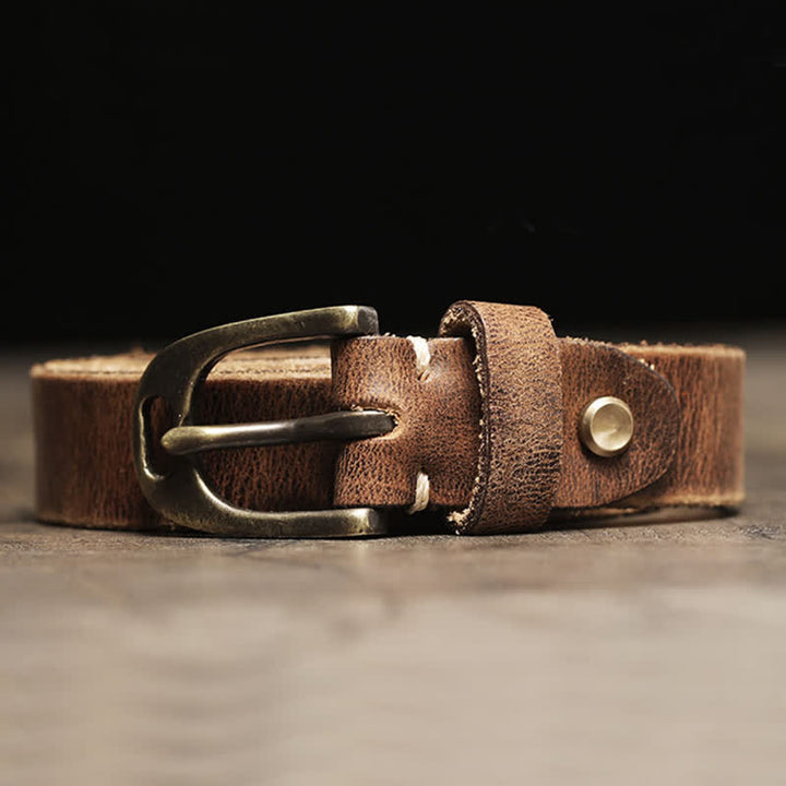 Cintura sottile in pelle di vacchetta da donna