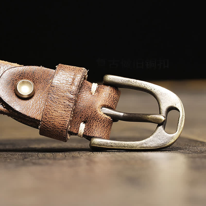 Cintura sottile in pelle di vacchetta da donna