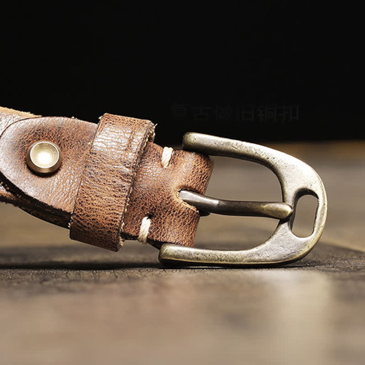 Cintura sottile in pelle di vacchetta da donna
