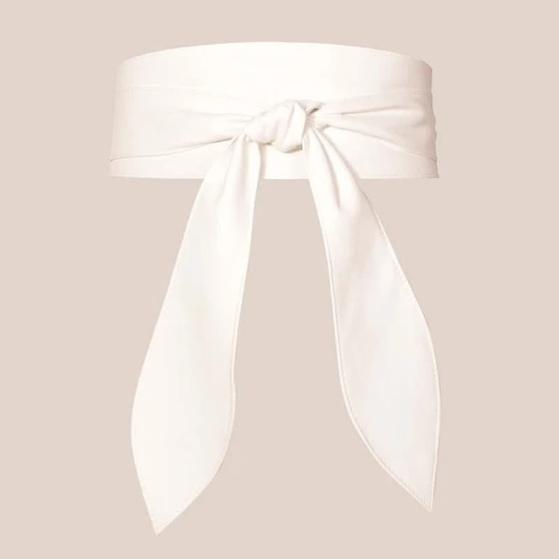 Cintura da corsetto in pelle con fascia larga da donna - Bianco - image 2