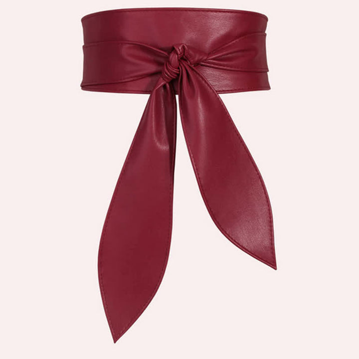 Cintura da corsetto in pelle con fascia larga da donna - Borgogna - image 7