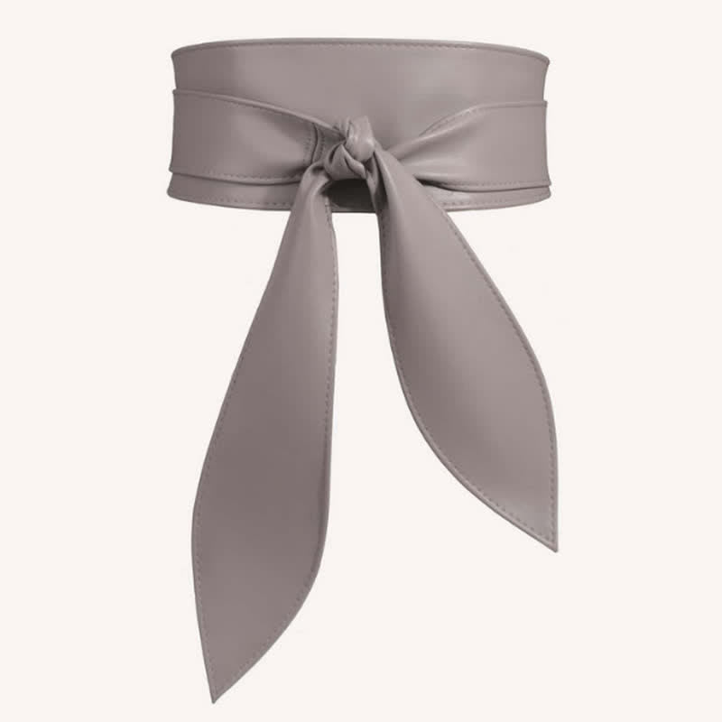 Cintura da corsetto in pelle con fascia larga da donna - Grigio - image 6