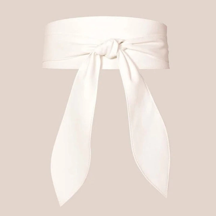 Cintura da corsetto in pelle con fascia larga da donna - Bianco - image 1