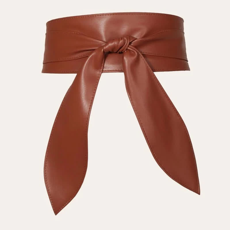 Cintura da corsetto in pelle con fascia larga da donna - Caffè - image 4