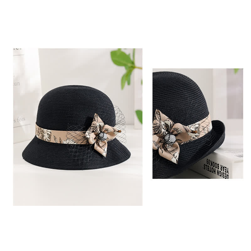 Cappello estivo in paglia con decorazione floreale in stile romano da donna - image 9