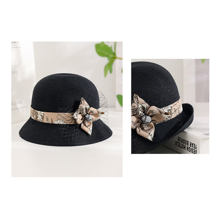 Cappello estivo in paglia con decorazione floreale in stile romano da donna - image 9
