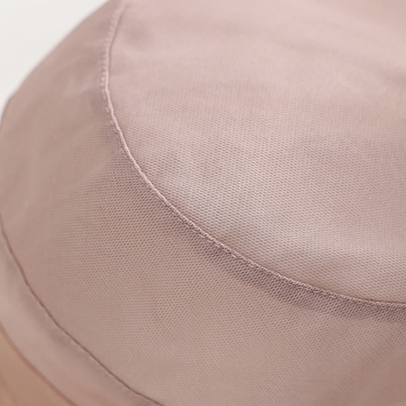 Cappello da sole pieghevole in seta con tesa larga e nodo a fiocco grande da donna