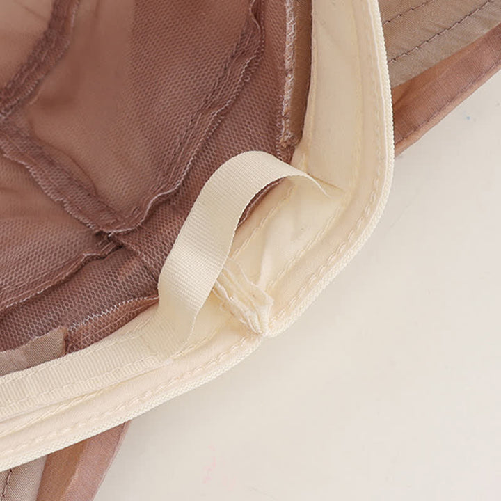 Cappello da sole pieghevole in seta con tesa larga e nodo a fiocco grande da donna