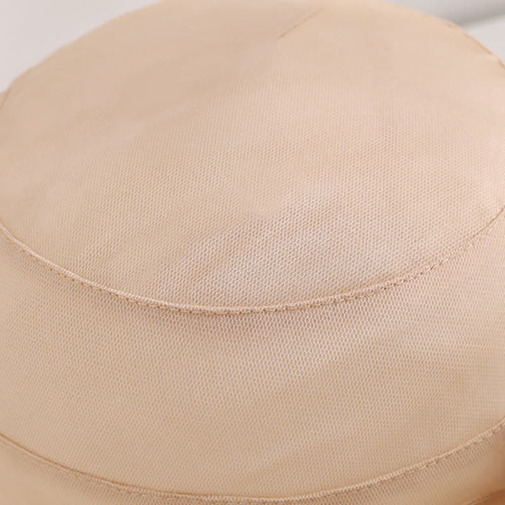 Cappello da sole da donna in seta pieghevole con tesa larga e ondulata e motivo floreale - image 5
