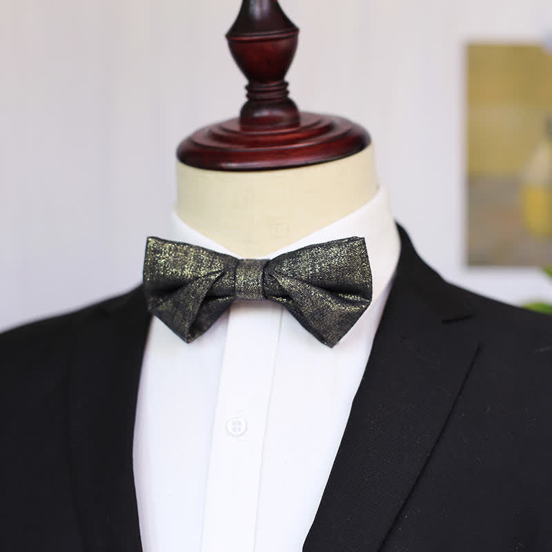 Papillon da uomo con dettagli lucidi e scintillanti in oro sottile nero - Intrecciare - image 5