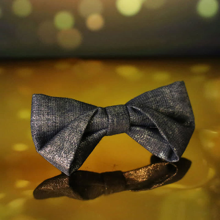 Papillon da uomo con dettagli lucidi e scintillanti in oro sottile nero - image 6