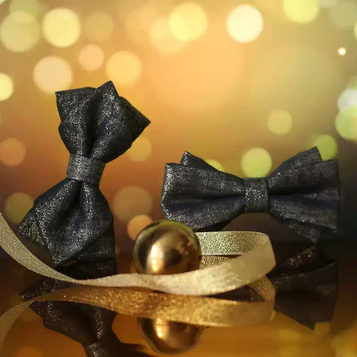 Papillon da uomo con dettagli lucidi e scintillanti in oro sottile nero