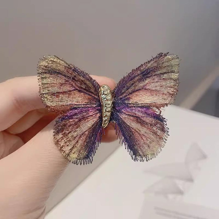 Spilla ricamata a forma di farfalla retrò da donna con sfumatura di colore