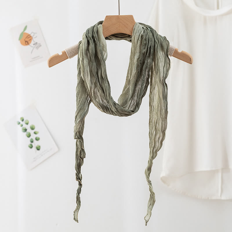 Sciarpa lunga sottile e stropicciata con effetto tie-dye da donna