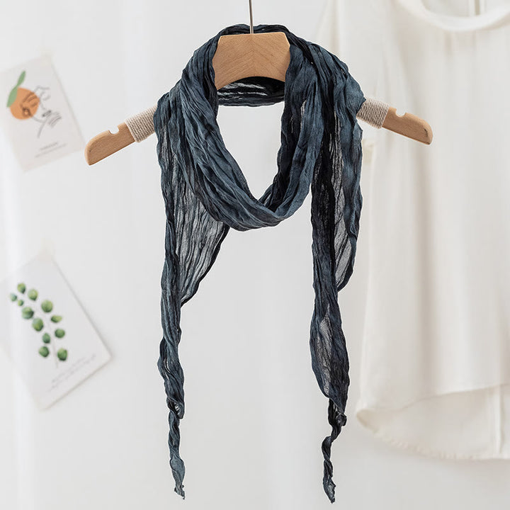 Sciarpa lunga sottile e stropicciata con effetto tie-dye da donna