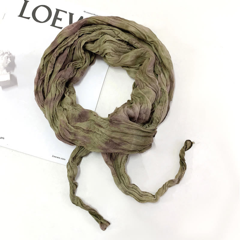 Sciarpa lunga sottile e stropicciata con effetto tie-dye da donna