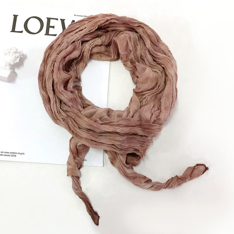Sciarpa lunga sottile e stropicciata con effetto tie-dye da donna