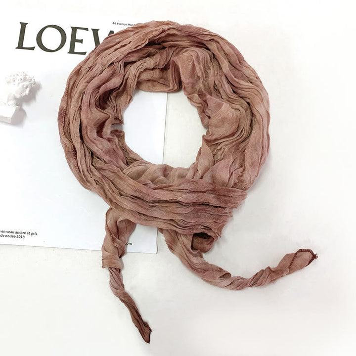 Sciarpa lunga sottile e stropicciata con effetto tie-dye da donna