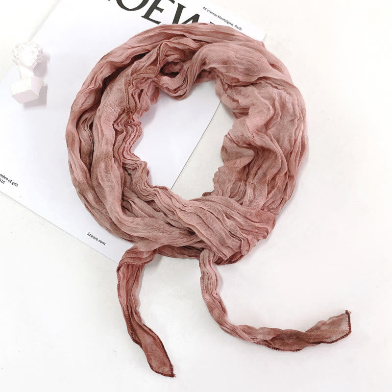 Sciarpa lunga sottile e stropicciata con effetto tie-dye da donna