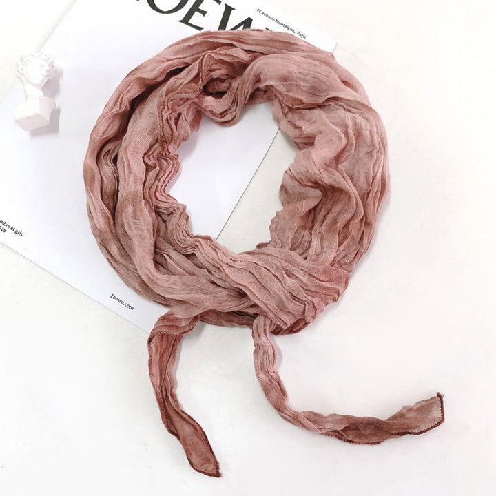 Sciarpa lunga sottile e stropicciata con effetto tie-dye da donna