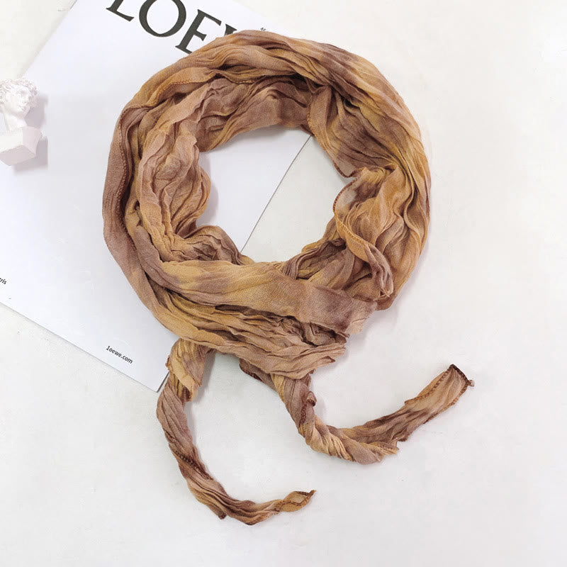 Sciarpa lunga sottile e stropicciata con effetto tie-dye da donna