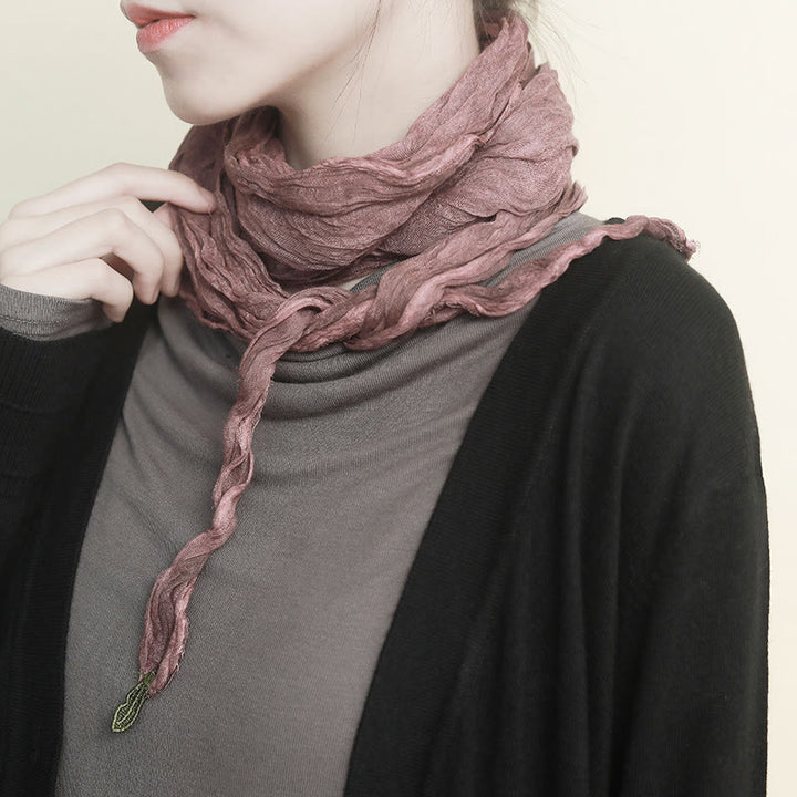 Sciarpa lunga sottile e stropicciata con effetto tie-dye da donna