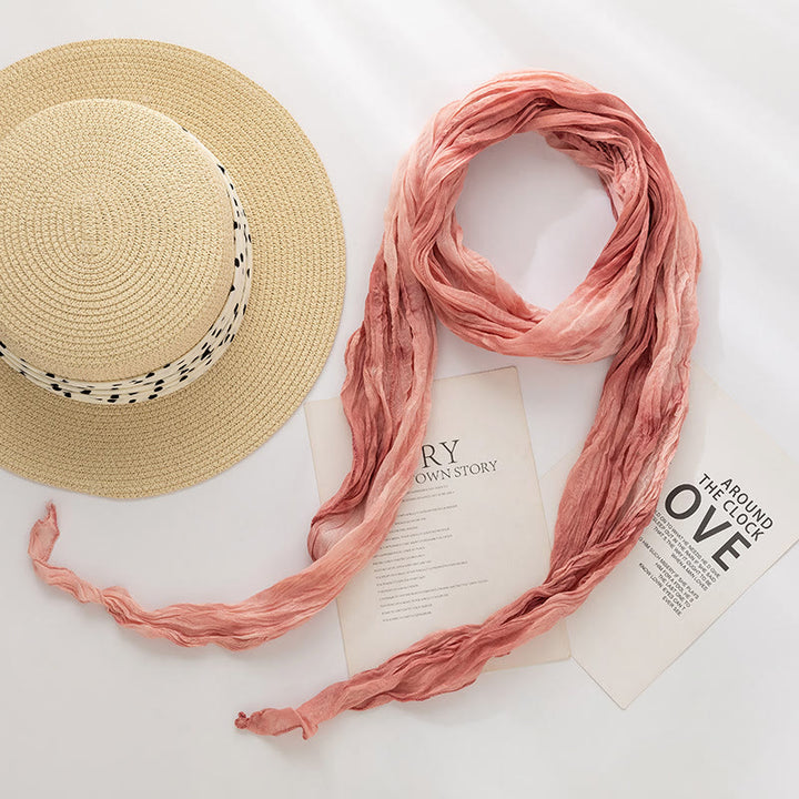 Sciarpa lunga sottile e stropicciata con effetto tie-dye da donna - Rosa - image 21
