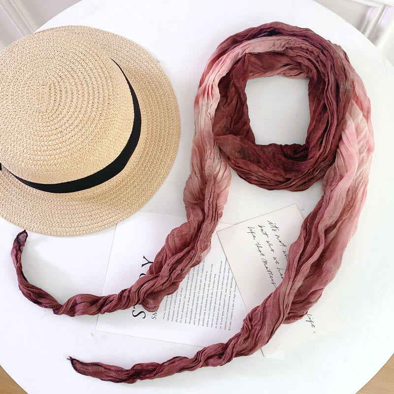 Sciarpa lunga sottile e stropicciata con effetto tie-dye da donna