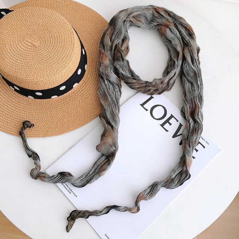 Sciarpa lunga sottile e stropicciata con effetto tie-dye da donna