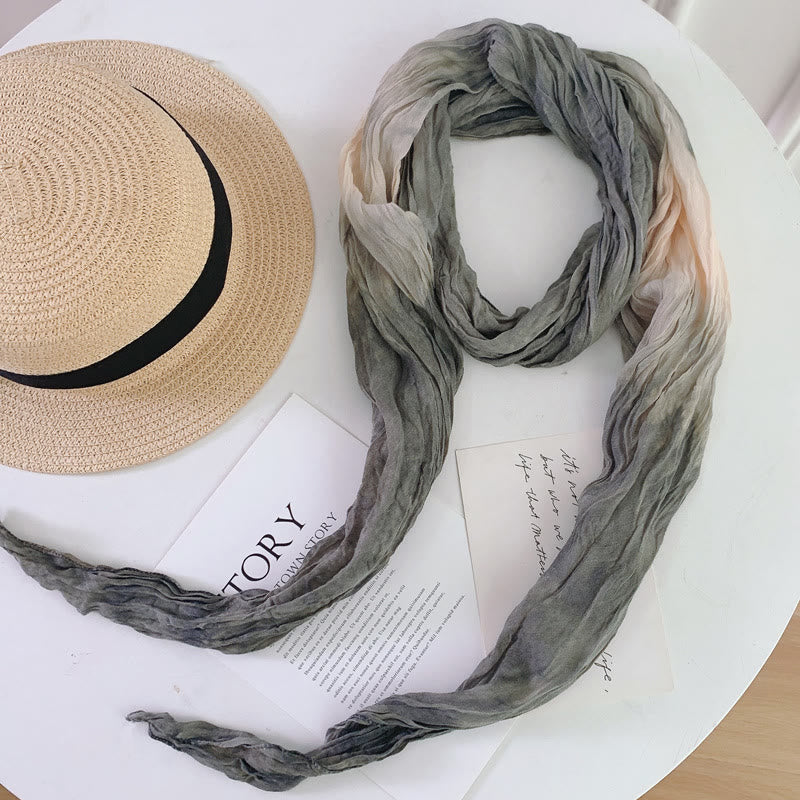 Sciarpa lunga sottile e stropicciata con effetto tie-dye da donna