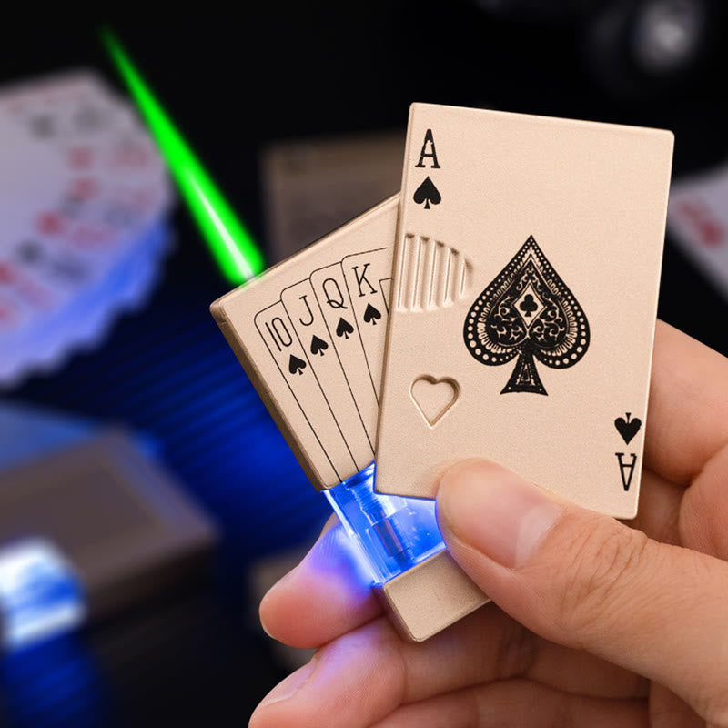 Accendino a butano ricaricabile con serbatoio d'aria visibile luminoso Poker