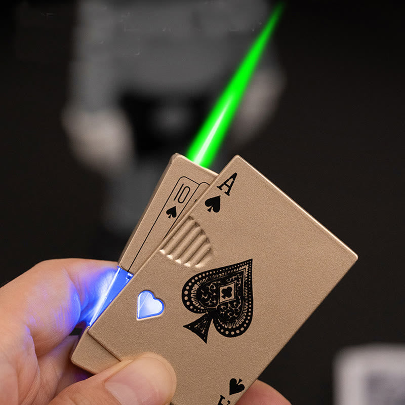 Accendino a butano ricaricabile con serbatoio d'aria visibile luminoso Poker