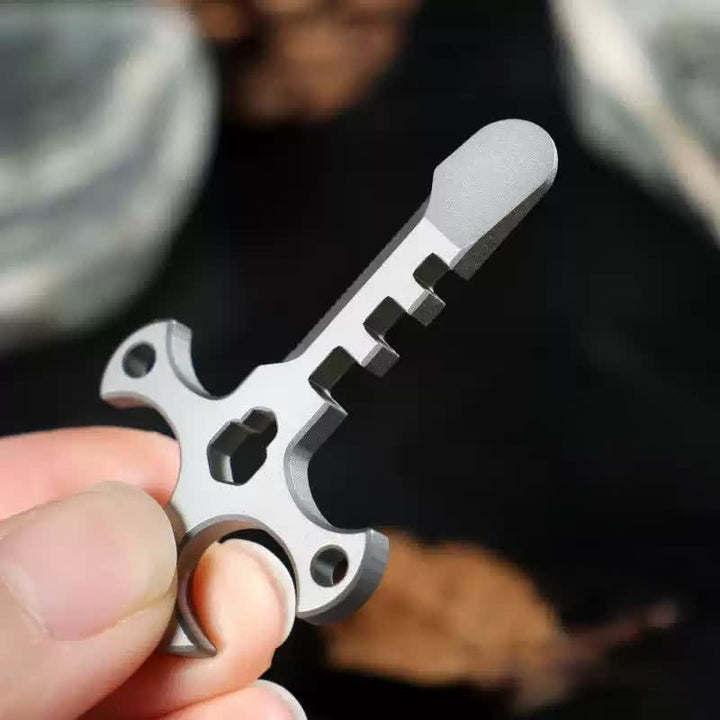 Portachiavi EDC a croce con apribottiglie portatile da esterno Mini Crowbar