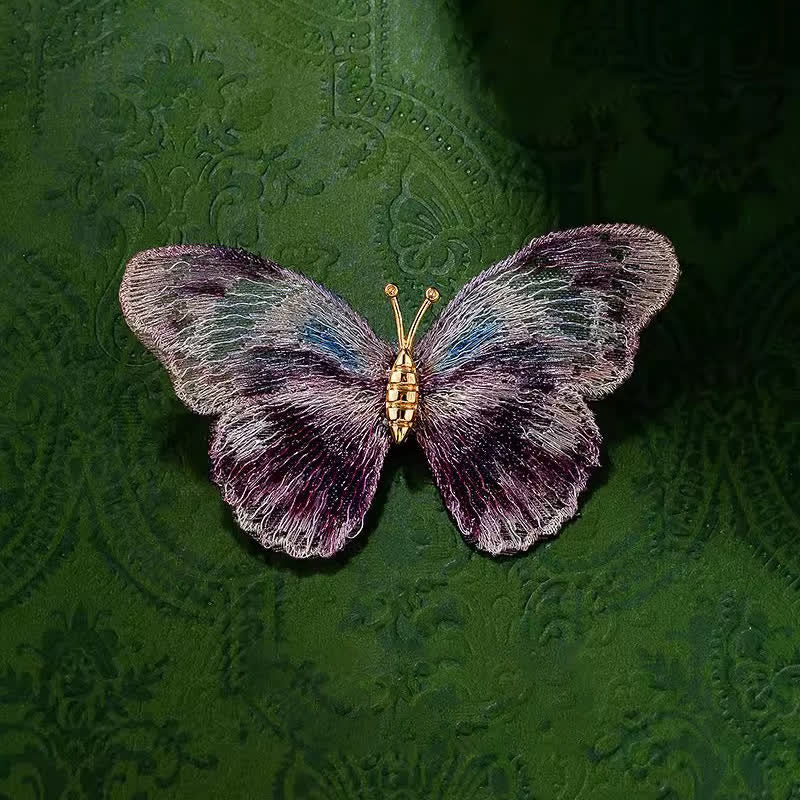 Spilla a forma di farfalla ricamata delicata da donna - Viola - image 2
