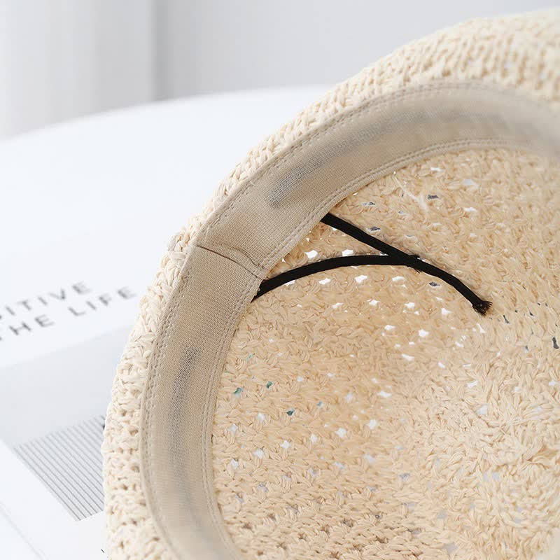 Cappello da uomo in stile classico britannico con cinturino in pelle e paglia Fedora