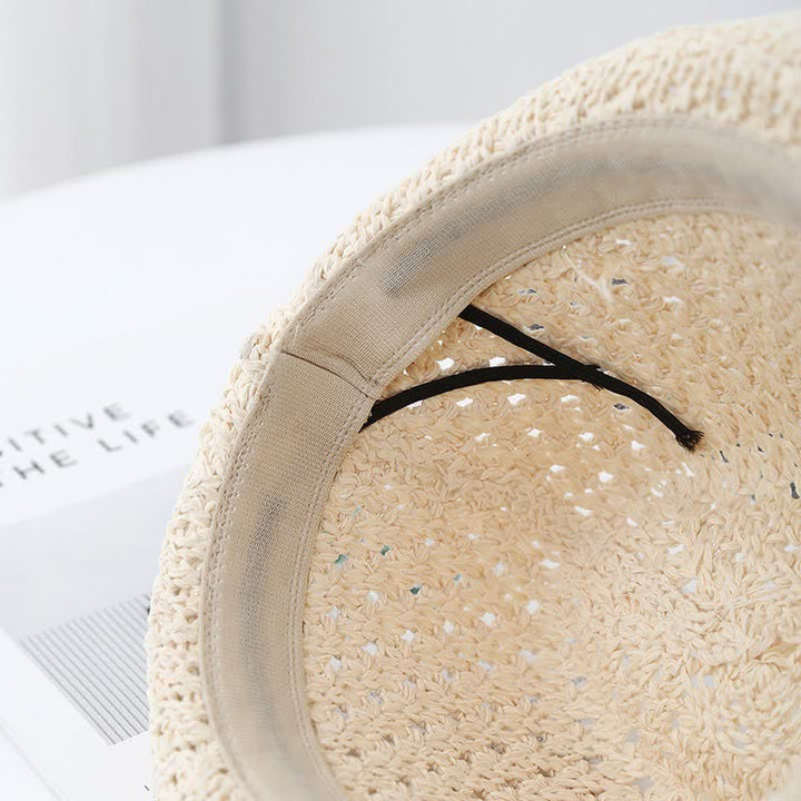 Cappello da uomo in stile classico britannico con cinturino in pelle e paglia Fedora
