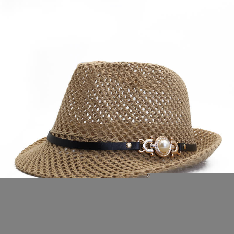 Cappello Panama Fedora da uomo in maglia traspirante - Cachi - Regolabile (21 5/8"-23 1/4") - image 2