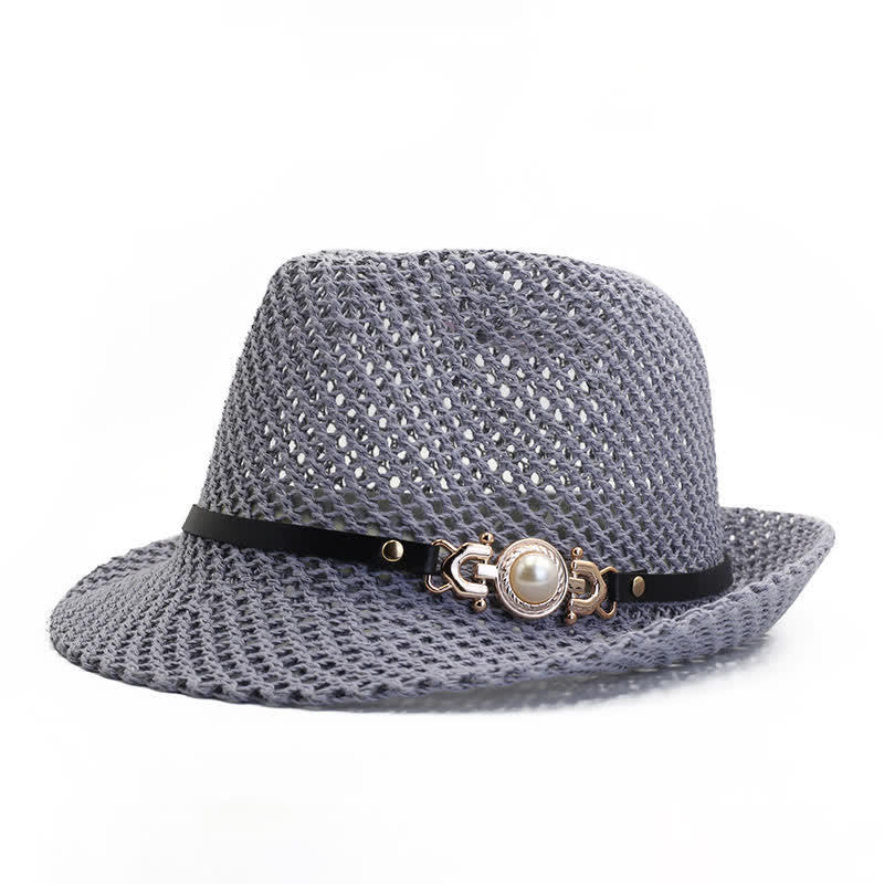 Cappello Panama Fedora da uomo in maglia traspirante - Grigio - Regolabile (21 5/8"-23 1/4") - image 5