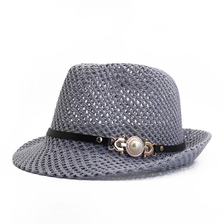 Cappello Panama Fedora da uomo in maglia traspirante - Grigio - Regolabile (21 5/8"-23 1/4") - image 4