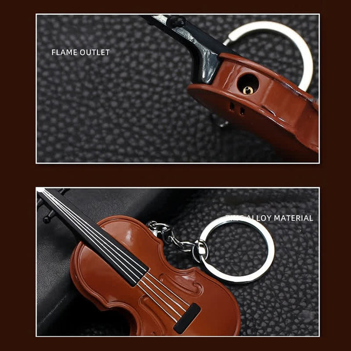 Portachiavi con accendino a butano a forma di violino