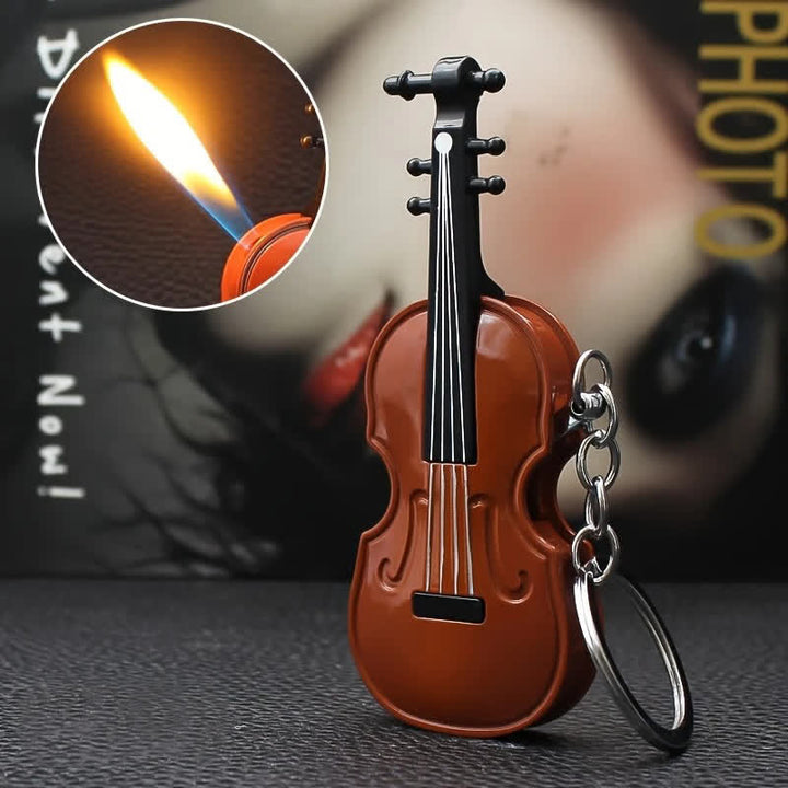 Portachiavi con accendino a butano a forma di violino