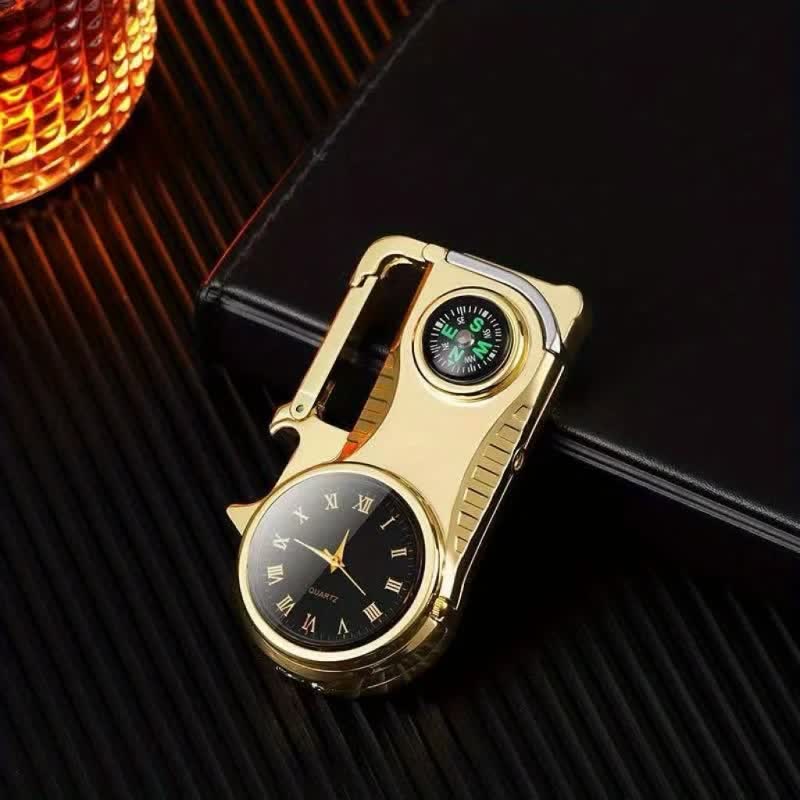 Accendino a butano portatile con portachiavi e bussola multiuso - Oro - image 10
