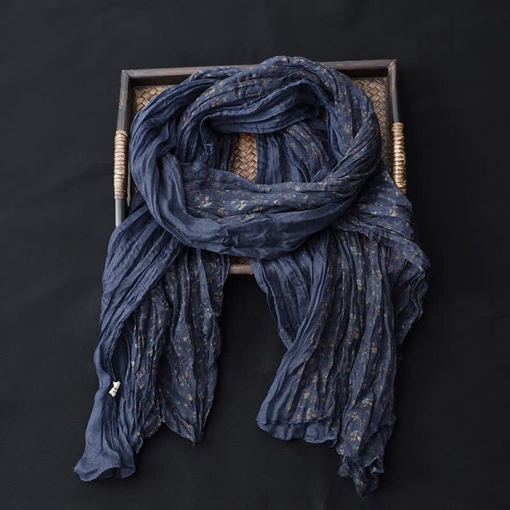 Sciarpa sottile in cotone e lino con patchwork floreale da donna