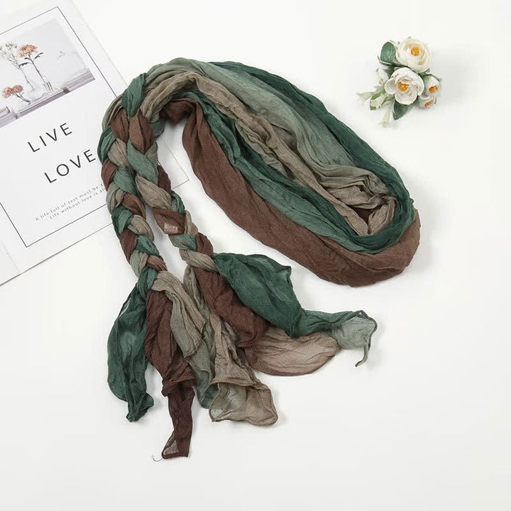 Sciarpa in pelle intrecciata con nodo e fascia colorata da donna